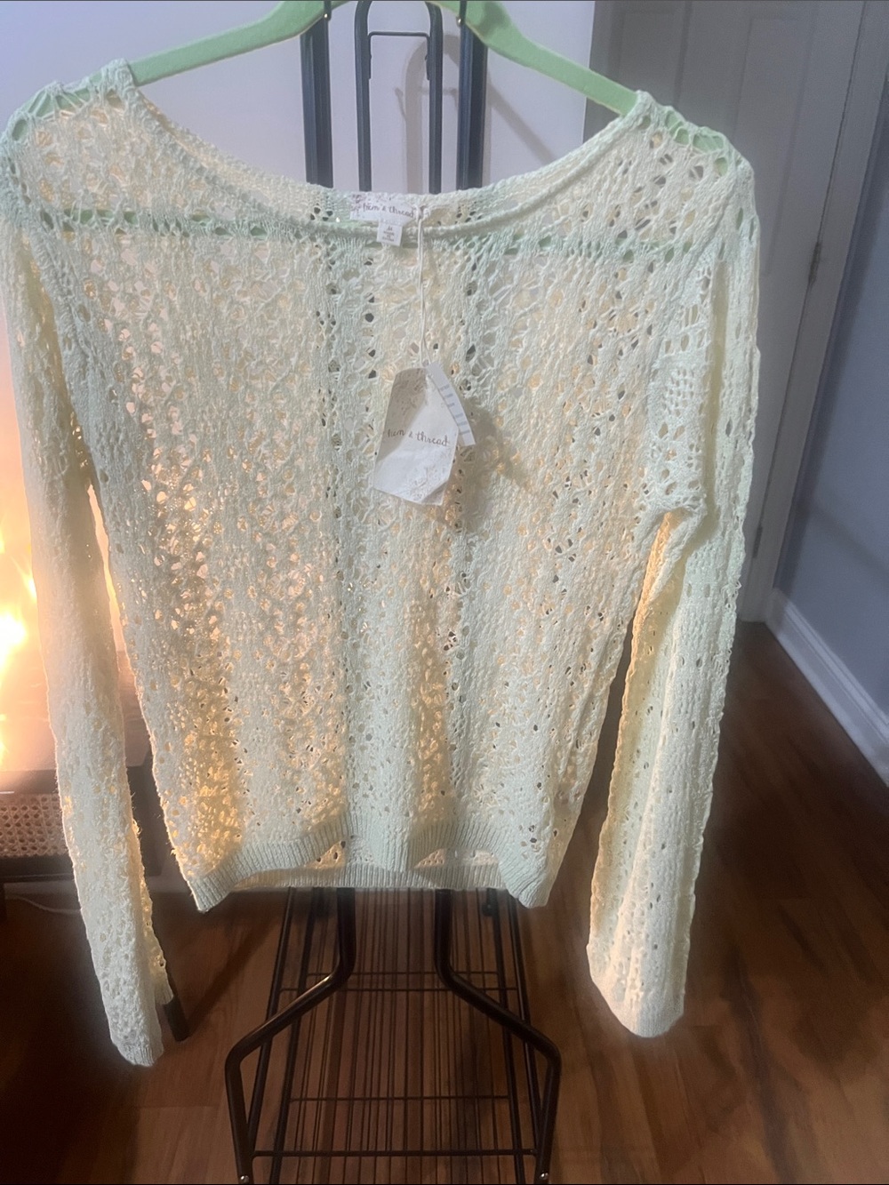 Hem & Thread Light Open-Knit Crewneck Sweater